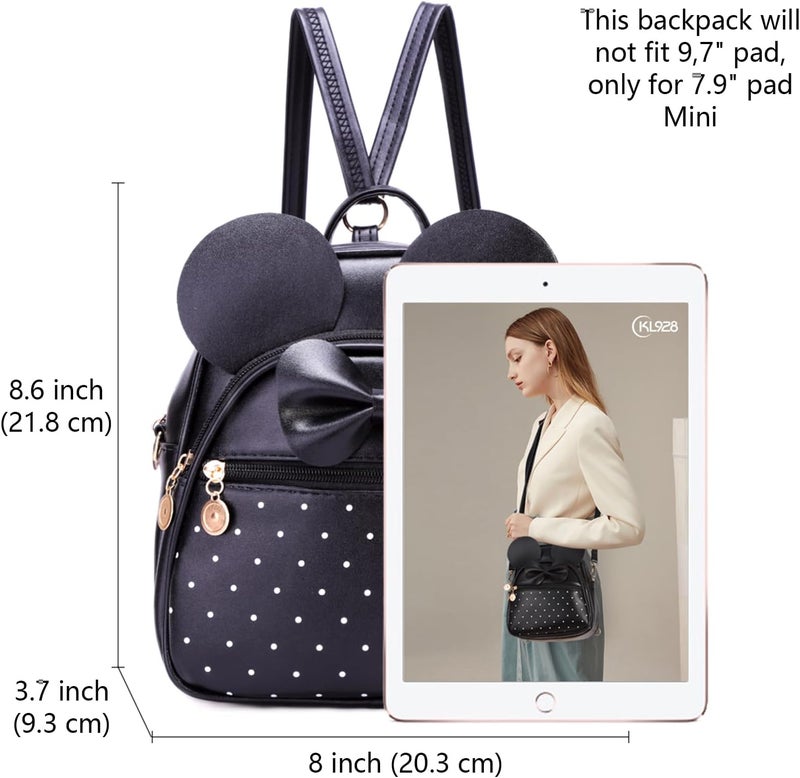 KL928 Girls Mini Backpack Bowknot Polka Dot Cute Small Daypacks Convertible Shoulder Bag Purse for Women - Image 1